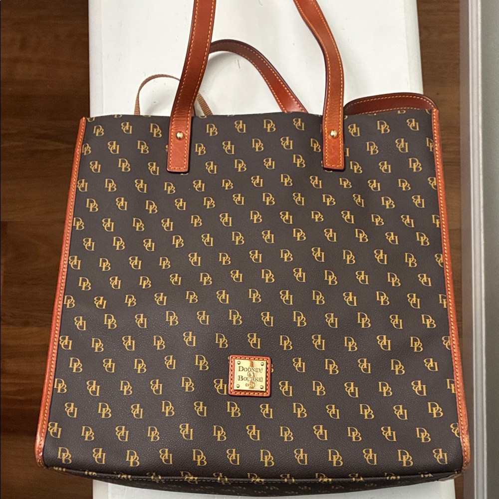 Dooney & Bourke Brown and Orange Monogram Tote